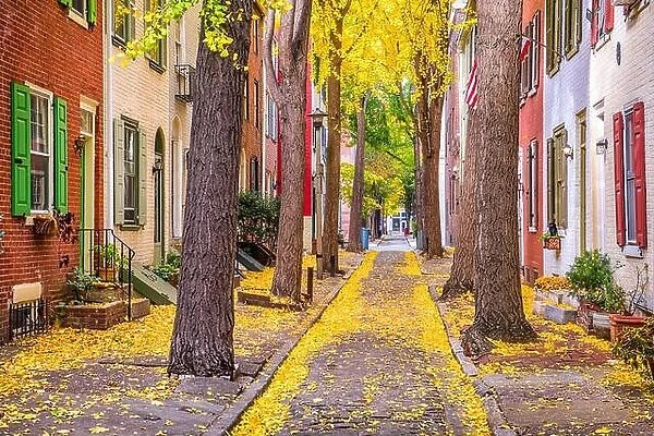 Philadelphia, Pennsylvania, USA alley in the fall
