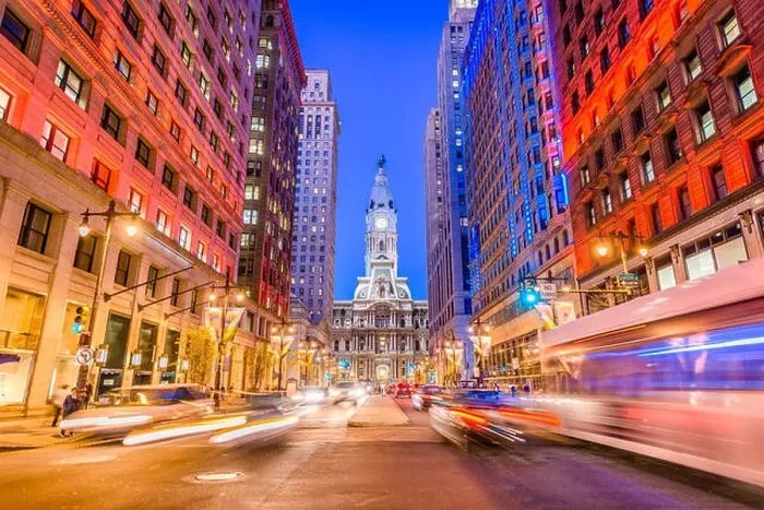 Framed Print : Philadelphia, Pennsylvania, USA cityscape on Broad Street with City Hall Framed Print : Philadelphia, Pennsylvania, USA cityscape on Broad Street with City Hall