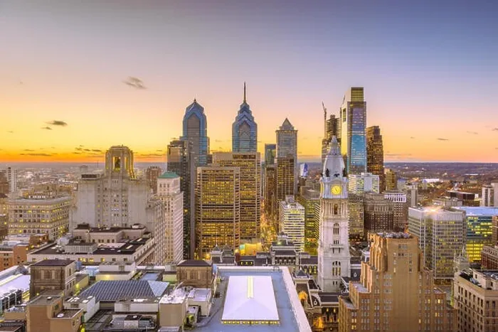 Framed Print : Philadelphia, Pennsylvania, USA downtown city skyline rooftop view at dusk Framed Print : Philadelphia, Pennsylvania, USA downtown city skyline rooftop view at dusk