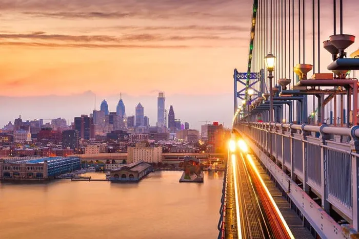 Framed Print : Philadelphia, Pennsylvania, USA downtown skyline from the Benjamin Franklin Bridge Framed Print : Philadelphia, Pennsylvania, USA downtown skyline from the Benjamin Franklin Bridge