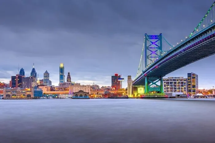 Framed Print : Philadelphia, Pennsylvania, USA skyline on the Delaware river with Ben Franklin Bridge at night Framed Print : Philadelphia, Pennsylvania, USA skyline on the Delaware river with Ben Franklin Bridge at night