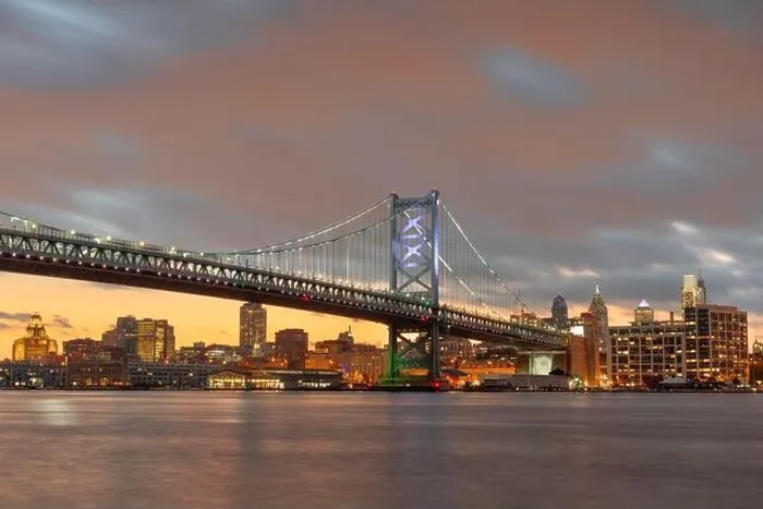Framed Print : Philadelphia, Pennsylvania, USA skyline on the Delaware river with Ben Franklin Bridge at night Framed Print : Philadelphia, Pennsylvania, USA skyline on the Delaware river with Ben Franklin Bridge at night