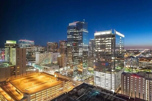 Phoenix, Arizona, USA cityscape in downtown at night