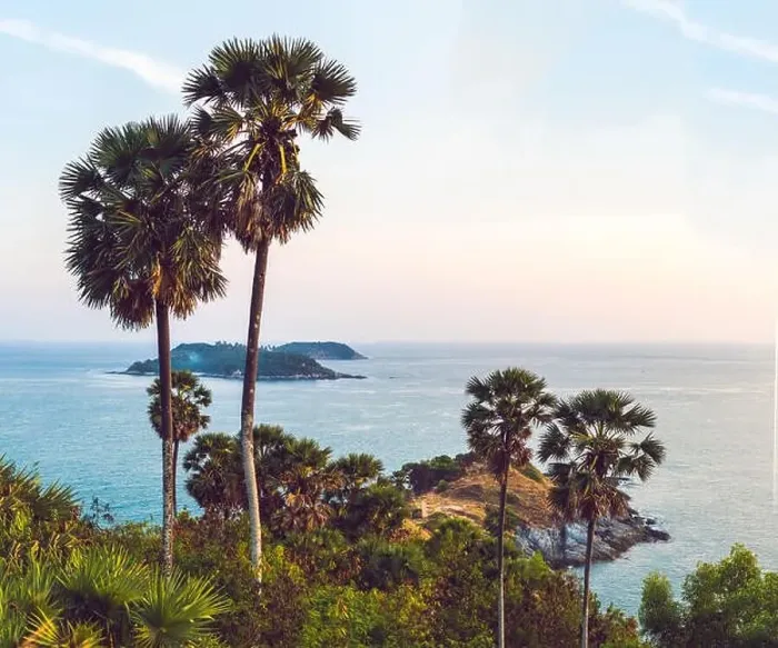 Framed Print : Phomthep or Promthep cave icon of Phuket, Thailand. Aerial view from drone camera of Phromthep cave view point at Phuket