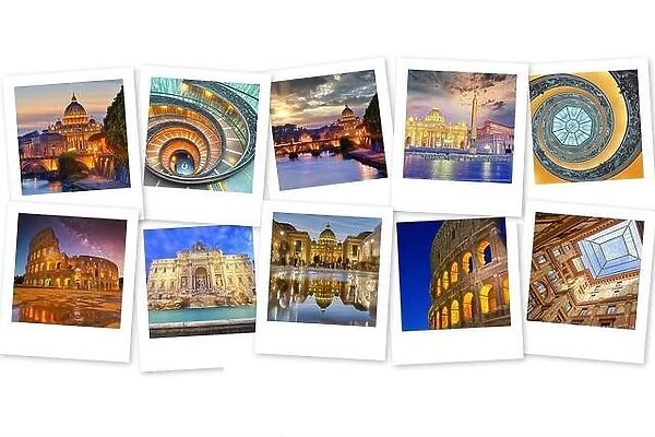 Photo collage from Rome, Italy. Colosseum, Vatican, museums photos. Travel concept