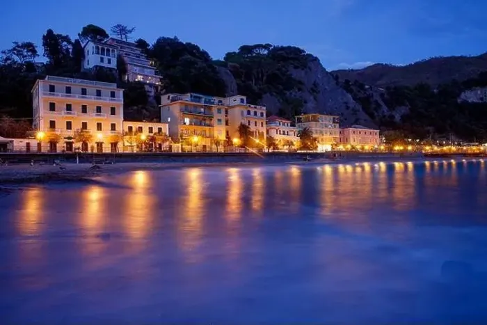 Framed Print : Photo town of Portovenere near Cinque Terre, Liguria, Italy. Sunset Framed Print : Photo town of Portovenere near Cinque Terre, Liguria, Italy. Sunset