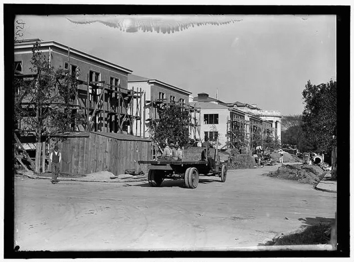 Framed Print : The photograph shows the construction of the Council of National Defense Headquarters Framed Print : The photograph shows the construction of the Council of National Defense Headquarters