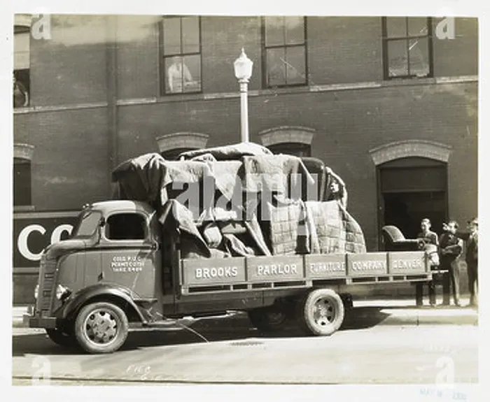 Framed Print : This photograph shows a General Motors Model F 16 C-G 15 truck used for shipping furniture for Brooks Framed Print : This photograph shows a General Motors Model F 16 C-G 15 truck used for shipping furniture for Brooks