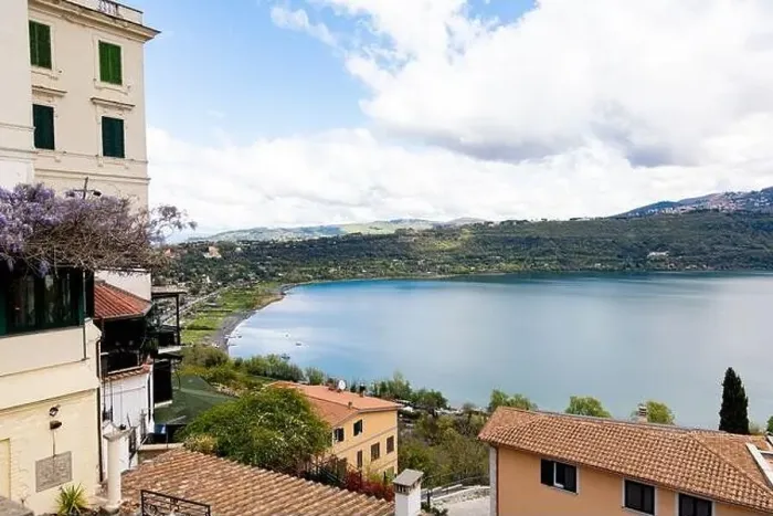 Framed Print : Photograph taken in Castel Gandolfo, Italy, from an elevated perspective, capturing a view of the lake and mountains Framed Print : Photograph taken in Castel Gandolfo, Italy, from an elevated perspective, capturing a view of the lake and mountains