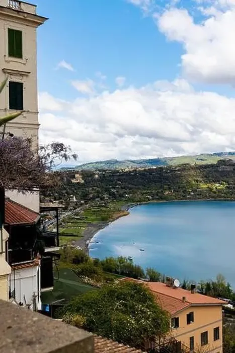 Framed Print : Photograph taken in Castel Gandolfo, Italy, from an elevated perspective, capturing a view of the lake and mountains Framed Print : Photograph taken in Castel Gandolfo, Italy, from an elevated perspective, capturing a view of the lake and mountains