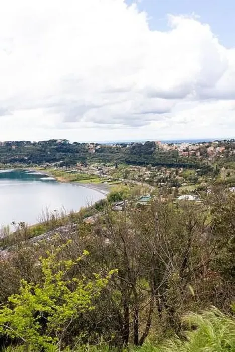 Framed Print : Photograph taken in Castel Gandolfo, Italy, featuring a view of the lake and mountains with a distant cityscape Framed Print : Photograph taken in Castel Gandolfo, Italy, featuring a view of the lake and mountains with a distant cityscape