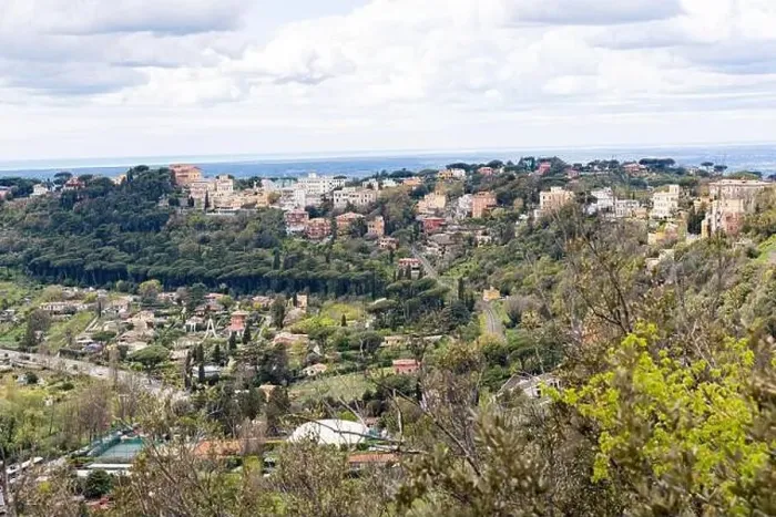 Framed Print : Photograph taken in Castel Gandolfo, Italy, featuring a view of the lake and mountains with a distant cityscape Framed Print : Photograph taken in Castel Gandolfo, Italy, featuring a view of the lake and mountains with a distant cityscape