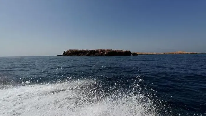 Framed Print : Photography of small islands sanctuary in Oman near Muscat shot from a boat during spring sunny day