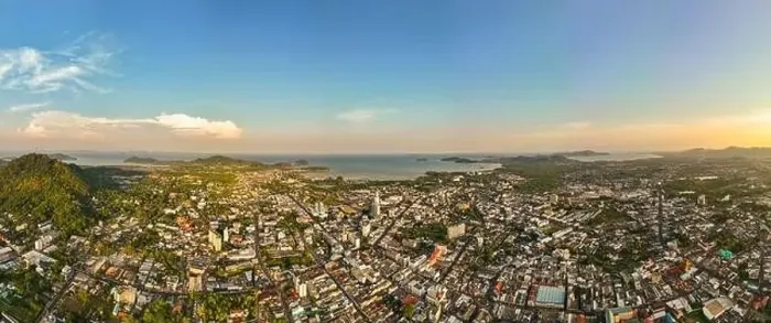 Framed Print : Phuket city Thailand, Aerial view drone photography High angle view of Phuket city Framed Print : Phuket city Thailand, Aerial view drone photography High angle view of Phuket city