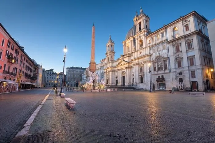 Framed Print : Piazza Navona at the Obelisk and Sant'Agnese in Rome, Italy at twilight Framed Print : Piazza Navona at the Obelisk and Sant'Agnese in Rome, Italy at twilight
