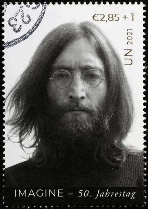 Framed Print : Picture of John Lennon on postage stamp Framed Print : Picture of John Lennon on postage stamp