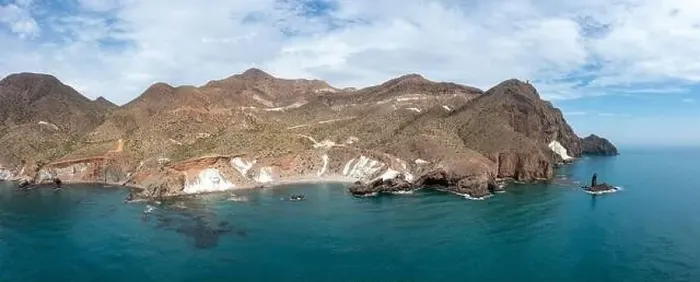 Framed Print : Picturesque aerial panorama of the wild and rugged coastline of the Cabo de Gata Nature Reserve in Andalusia Framed Print : Picturesque aerial panorama of the wild and rugged coastline of the Cabo de Gata Nature Reserve in Andalusia