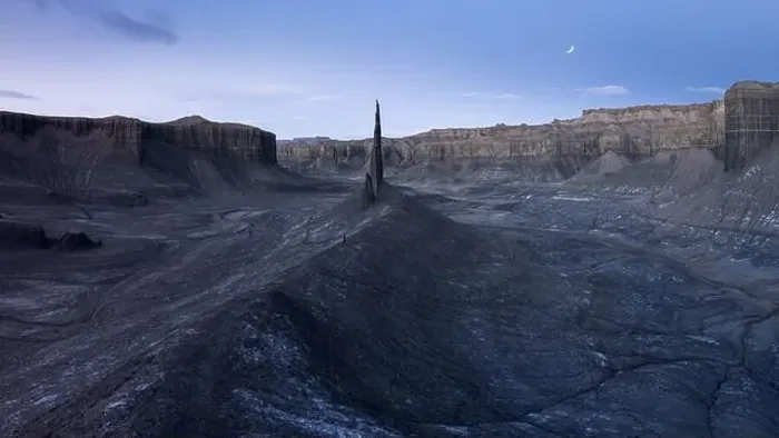 Framed Print : Picturesque drone view of spire shaped rock located in volcanic terrain against scenic sky with moon in Long Dong Framed Print : Picturesque drone view of spire shaped rock located in volcanic terrain against scenic sky with moon in Long Dong