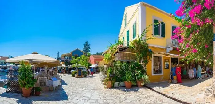 Framed Print : Picturesque Fiskardo village in Kefalonia island, Greece Framed Print : Picturesque Fiskardo village in Kefalonia island, Greece