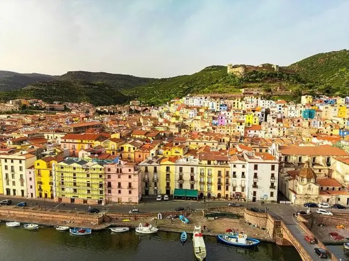 Framed Print : Picturesque historic town Bosa in Sardinia Framed Print : Picturesque historic town Bosa in Sardinia