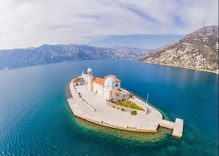 Framed Print : Picturesque island st. George and temple Gospa od Skrpela Framed Print : Picturesque island st. George and temple Gospa od Skrpela