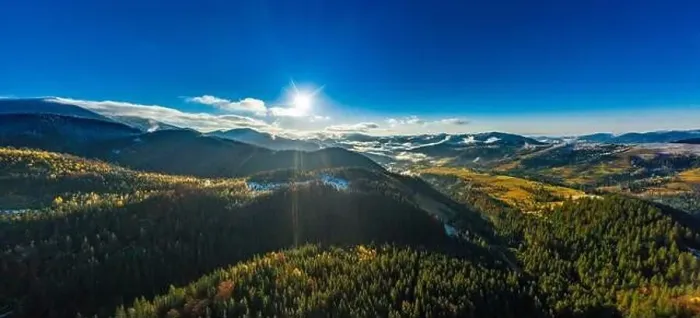 Framed Print : Picturesque mountain landscapes of autumn with snow near the village of Dzembronya in Ukraine Carpathians mountains