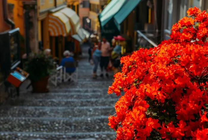 Framed Print : Picturesque narrow street with stairs in Bellagio, Lake Como, Lombardy, Italy Framed Print : Picturesque narrow street with stairs in Bellagio, Lake Como, Lombardy, Italy