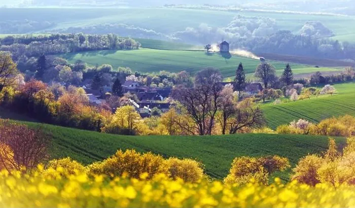 Framed Print : Picturesque rural landscape with old windmill and green sunny spring hills. South Moravia region, Czech Republic Framed Print : Picturesque rural landscape with old windmill and green sunny spring hills. South Moravia region, Czech Republic