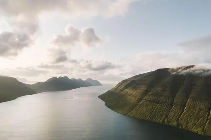 Framed Print : Picturesque sunset view from Klakkur peak near Klaksvik city on Kalsoy island, Faroe Islands, Denmark. Landscape photography Framed Print : Picturesque sunset view from Klakkur peak near Klaksvik city on Kalsoy island, Faroe Islands, Denmark. Landscape photography