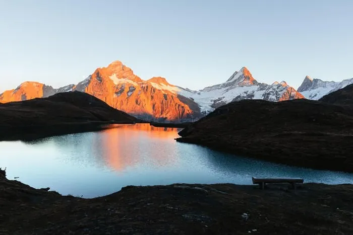 Framed Print : Picturesque view on Bachalpsee lake in Swiss Alps mountains. Snowy peaks of Wetterhorn, Mittelhorn and Rosenhorn. Grindelwald valley, Switzerland Framed Print : Picturesque view on Bachalpsee lake in Swiss Alps mountains. Snowy peaks of Wetterhorn, Mittelhorn and Rosenhorn. Grindelwald valley, Switzerland