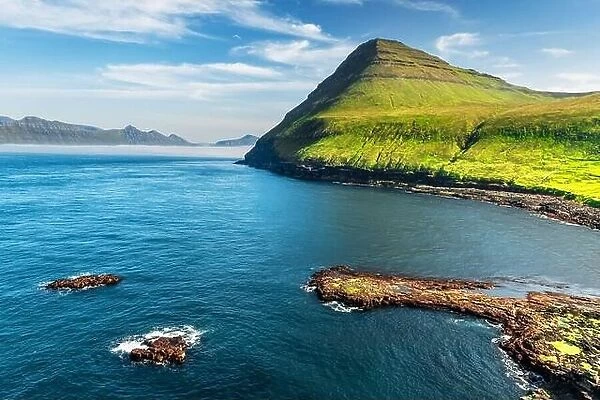 Picturesque view on green faroese islands