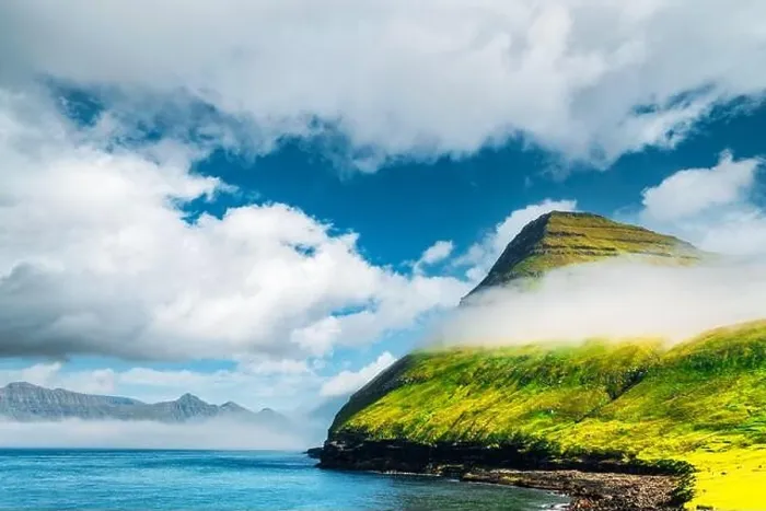 Framed Print : Picturesque view on green faroese islands mountains near village of Gjogv on the Eysturoy island, Faroe Islands, Denmark. Landscape photography Framed Print : Picturesque view on green faroese islands mountains near village of Gjogv on the Eysturoy island, Faroe Islands, Denmark. Landscape photography