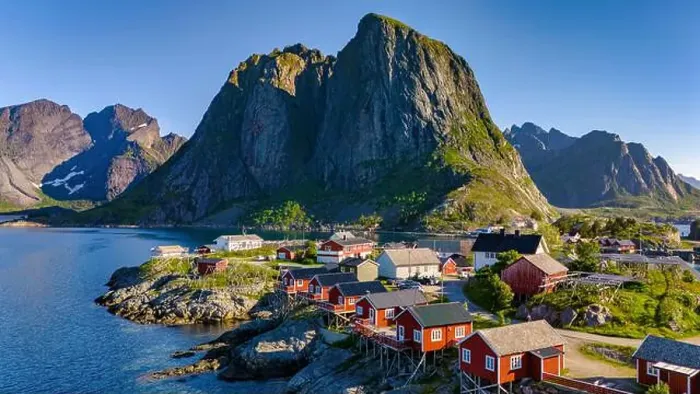 Framed Print : Picturesque view of Hamnoy Reine, Norway, featuring scenic mountains and a colorful fishing village Framed Print : Picturesque view of Hamnoy Reine, Norway, featuring scenic mountains and a colorful fishing village