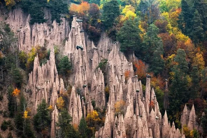 Framed Print : Picturesque view on natural earth pyramids in autumn season. Renon, Ritten, Dolomites, South Tyrol, Italy Framed Print : Picturesque view on natural earth pyramids in autumn season. Renon, Ritten, Dolomites, South Tyrol, Italy