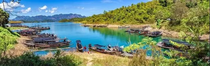 Framed Print : Pier harbour of Khao Sok national park Cheow Lan Dam lake in Surat Thani, Thailand Framed Print : Pier harbour of Khao Sok national park Cheow Lan Dam lake in Surat Thani, Thailand
