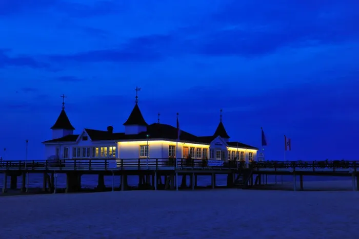 Framed Print : Pier (Seebruecke) at night, Ahlbeck, Heringsdorf, Usedom, Mecklenburg-Western Pomerania, Germany Framed Print : Pier (Seebruecke) at night, Ahlbeck, Heringsdorf, Usedom, Mecklenburg-Western Pomerania, Germany