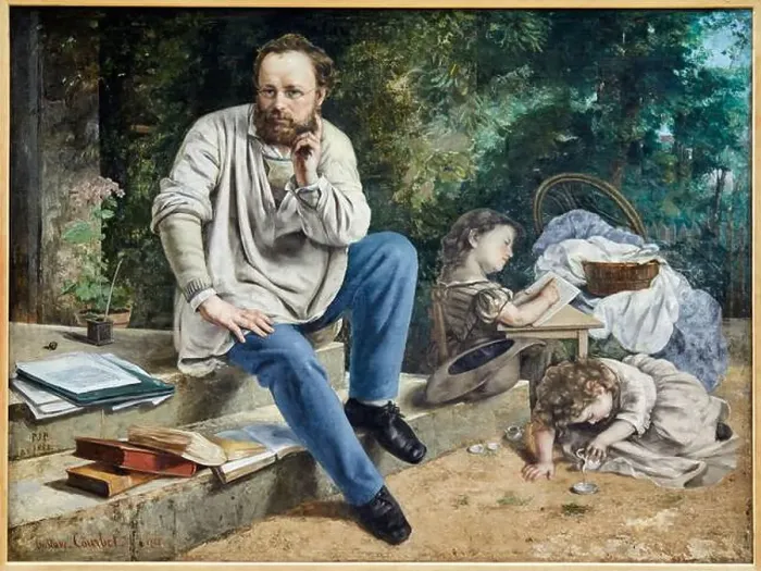 Framed Print : Pierre-Joseph Proudhon et ses enfants en 1853 Framed Print : Pierre-Joseph Proudhon et ses enfants en 1853