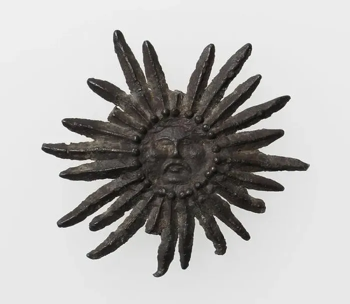Framed Print : Pilgrim's Badge with Sun with human face 15th century French Framed Print : Pilgrim's Badge with Sun with human face 15th century French