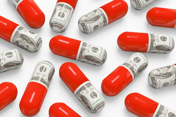 Framed Print : Pills decorated with dollar bills Framed Print : Pills decorated with dollar bills