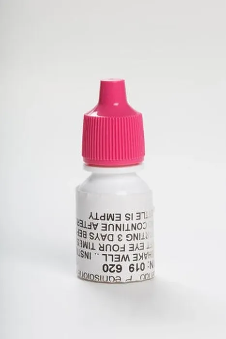 Framed Print : Pink cap eye drop bottle, antibiotic prescription medicine Framed Print : Pink cap eye drop bottle, antibiotic prescription medicine