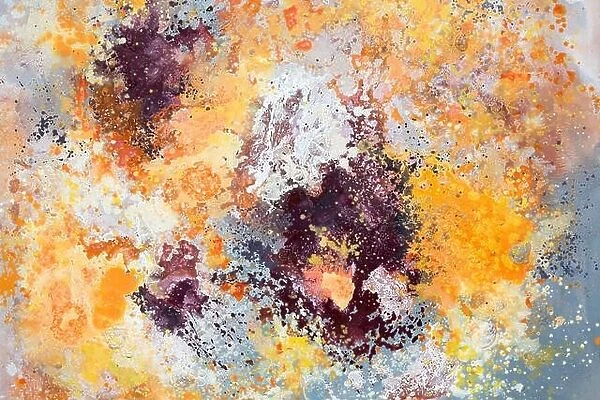 Pink, yellow and orange abstract art painting