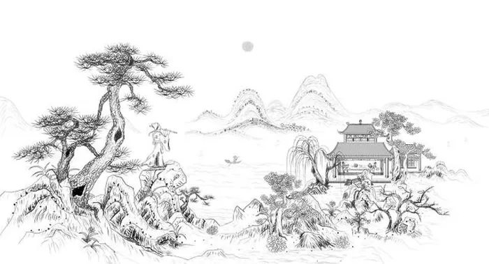 Framed Print : Piper chinese style line drawing illustration Framed Print : Piper chinese style line drawing illustration