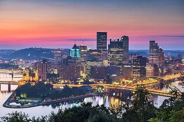 Pittsburgh, Pennsylvania, USA Downtown Cityscape at the Point