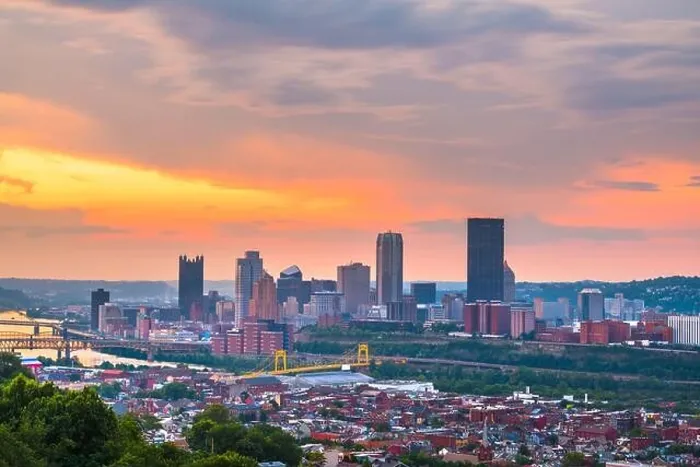 Framed Print : Pittsburgh, Pennsylvania, USA skyline from the South Side at dusk Framed Print : Pittsburgh, Pennsylvania, USA skyline from the South Side at dusk