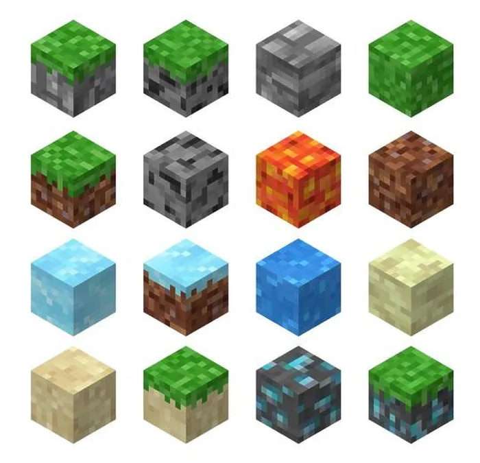 Framed Print : Pixel game blocks of grass, stone