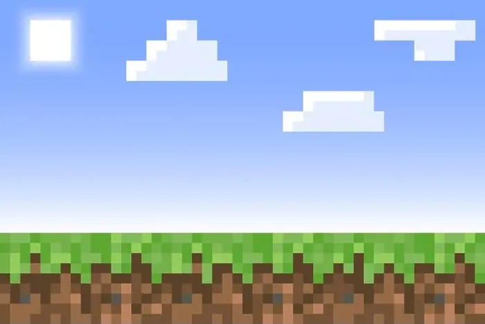 Framed Print : Pixel minecraft style land background