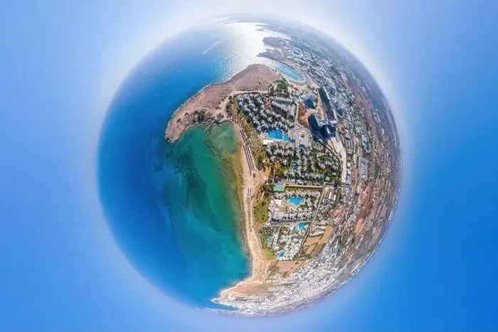 Framed Print : Planet Napa. Spherical aerial panorama of Ayia Napa. Famagusta District, Cyprus Framed Print : Planet Napa. Spherical aerial panorama of Ayia Napa. Famagusta District, Cyprus