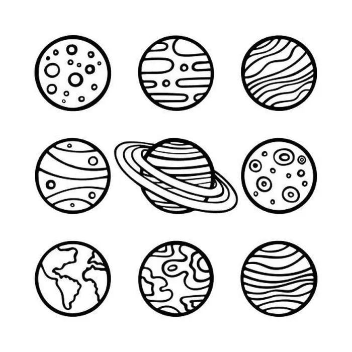 Framed Print : Planets and stars. Hand drawn planets and different shape stars vector illustration set Framed Print : Planets and stars. Hand drawn planets and different shape stars vector illustration set