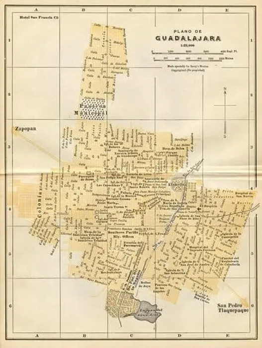 Framed Print : Plano de GUADALAJARA, Mexico. Mapa de la ciudad. City / town plan 1935 old Framed Print : Plano de GUADALAJARA, Mexico. Mapa de la ciudad. City / town plan 1935 old