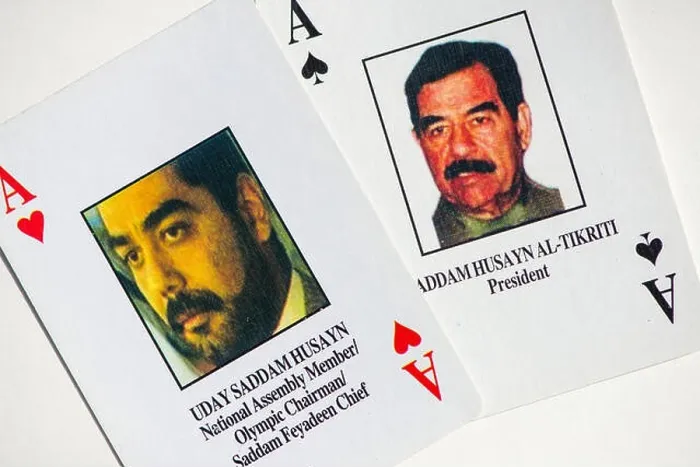 Framed Print : playing cards to identify members of the baath party in irak during the war with usa in 2003 Framed Print : playing cards to identify members of the baath party in irak during the war with usa in 2003